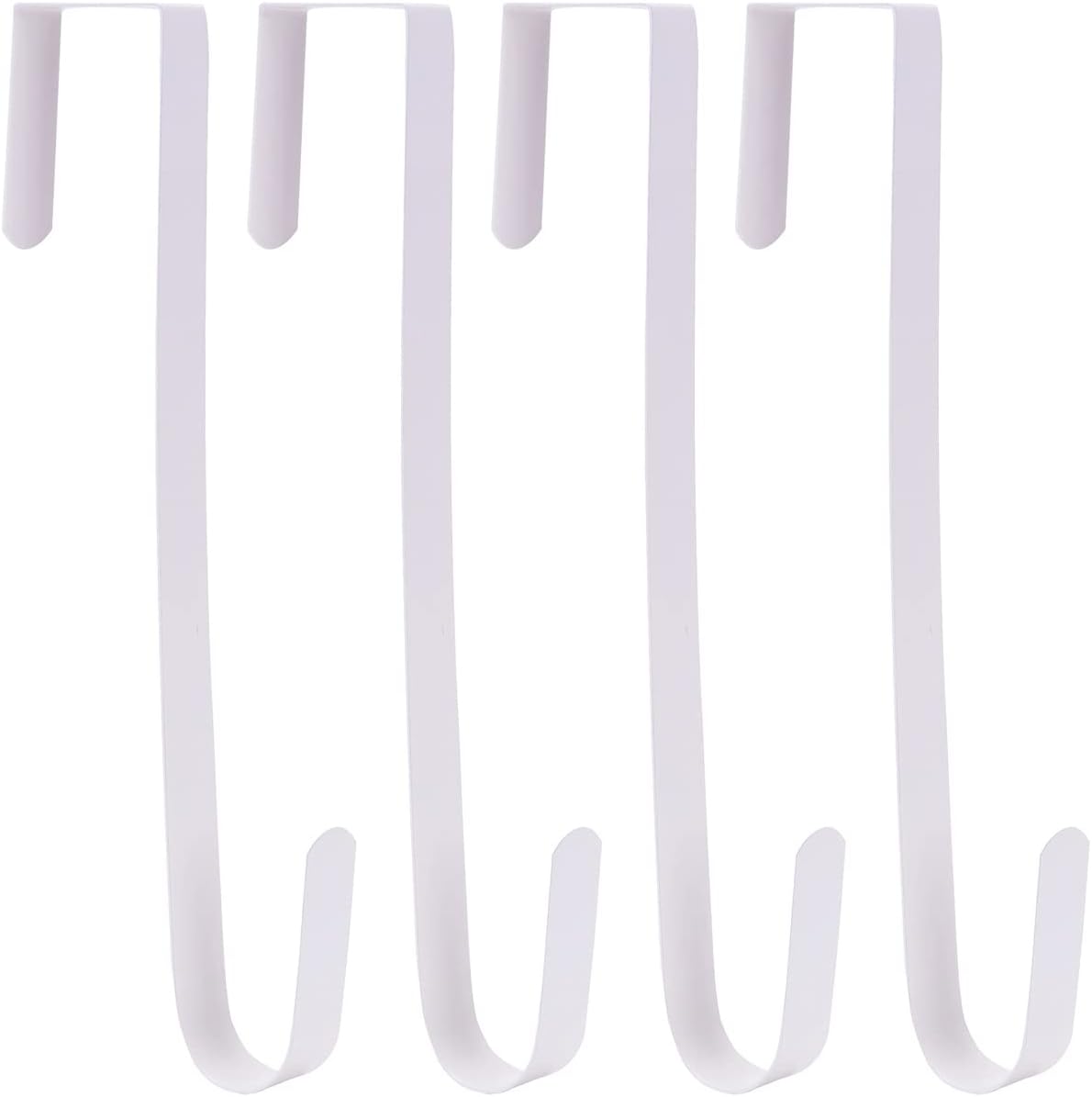 Sattiyrch 12" Wreath Hanger - Durable Steel Over The Door Hook for Front Door Decor (White, 4")