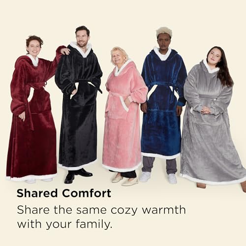 Oversized Wearable Blanket Hoodie with Sherpa Fleece and Waist Belt