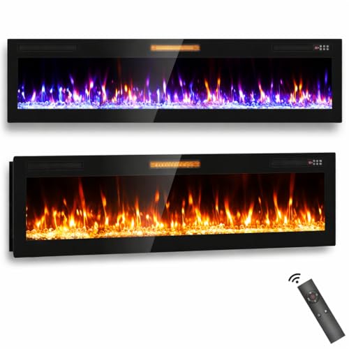 72-Inch Ultra Thin Electric Fireplace Wall Mounted Slim Insert