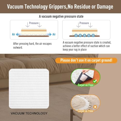 8-Pack Anti-Slip Rug Grippers for Hardwood Floors, Washable Carpet Pad
