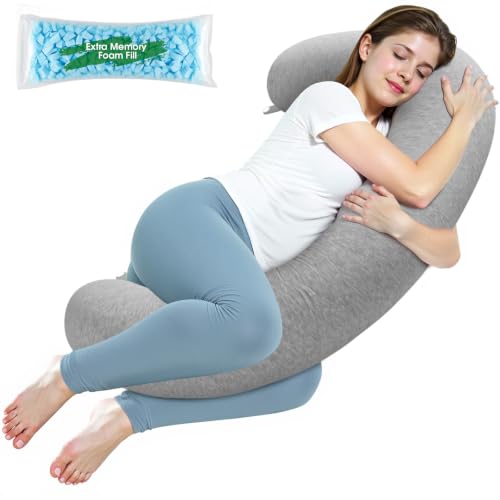 C-Shaped Memory Foam Body Pillow for Pregnancy & Side Sleepers