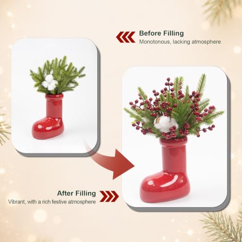 50 Pcs Christmas Red Berry Stems for Holiday Decor 6.5" Artificial Ornaments