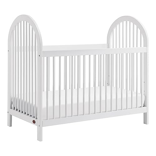 3-in-1 Convertible Baby Crib, Solid Wood Whitewash Nursery Bed