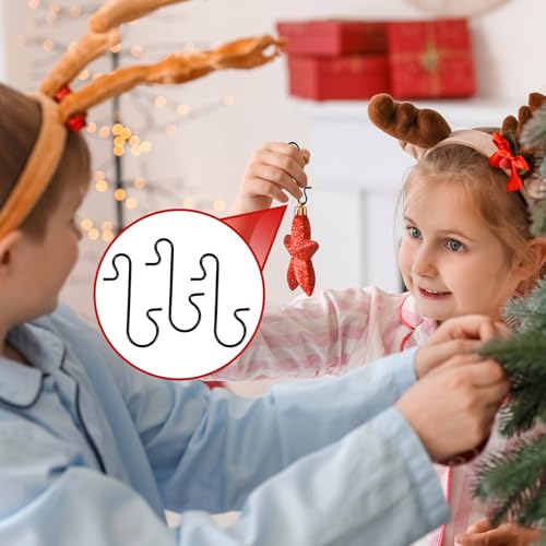 100 Pack Black Metal Christmas Ornament Hooks - Small S-Shaped Hangers