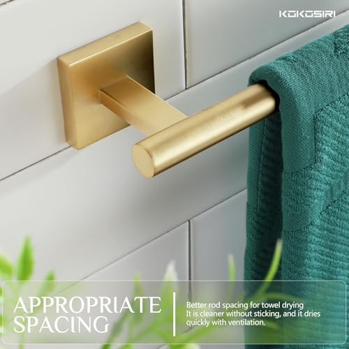 20-Inch Brushed Gold Towel Bar, SUS 304 Stainless Steel Bathroom Rail