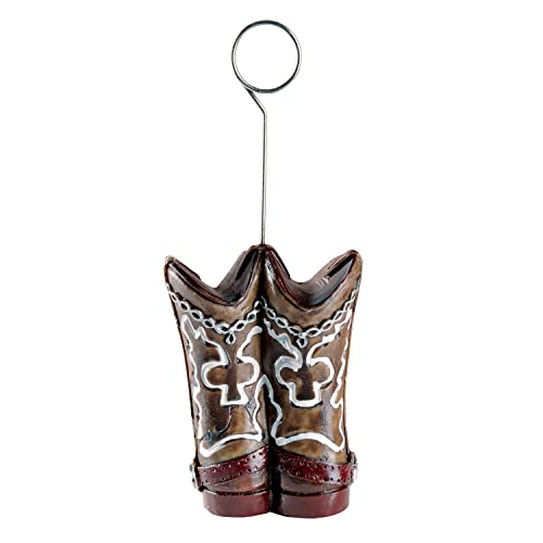 Western Cowboy Boots Photo and Balloon Holder for Rustic Party Decor