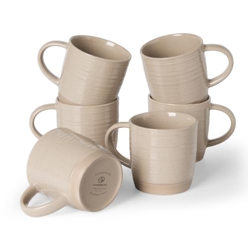 Famiware Constellation Cinnamon Brown Coffee Mug Set of 6, 13oz Ceramic Cups with Handle