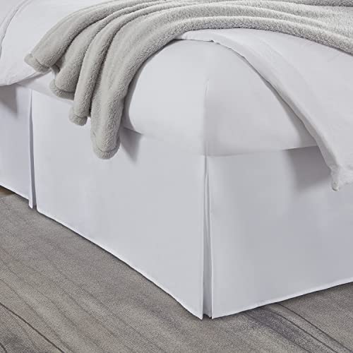 White Queen Bed Skirt with 14 Inch Drop - Tailored Brushed Microfiber