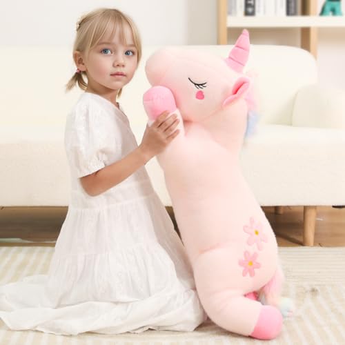 32-Inch Giant Pink Unicorn Plush Toy, Jumbo Soft Stuffed Animal Pillow