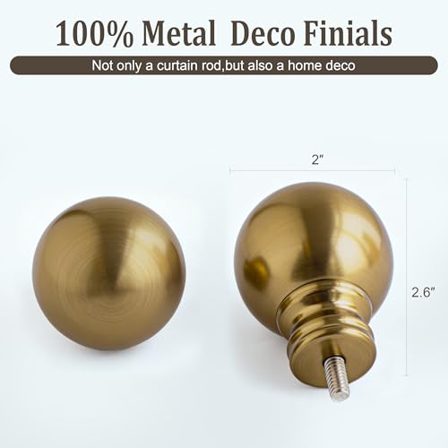 Heavy Duty Gold Curtain Rod with Vintage Finials - 1" Adjustable (72-144")