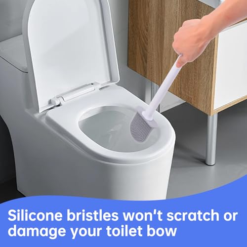 Wall-Mounted Silicone RV Toilet Brush and Holder Set - Anti-Drip Design