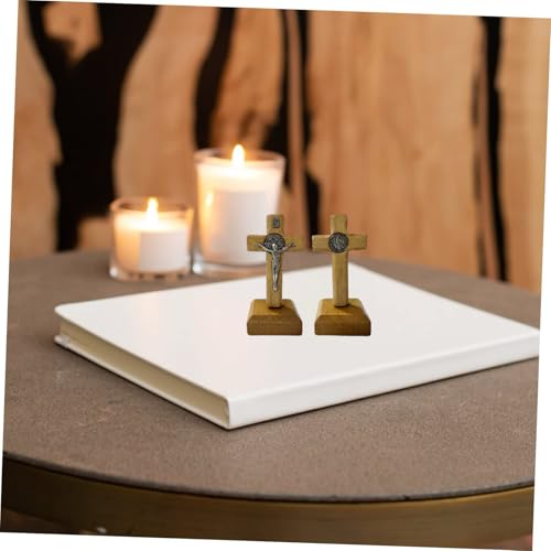 Wooden San Benito Crucifix Standing Cross for Wall or Tabletop Decor
