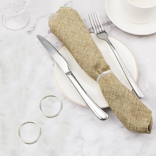 GERILKAI 10 Pcs Silver Stainless Steel Napkin Rings – Modern Design
