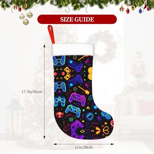 Large 17.7in Christmas Stockings - 2 Pack, Red & Cozy Cuff Gift Bags for Fireplace & Decor