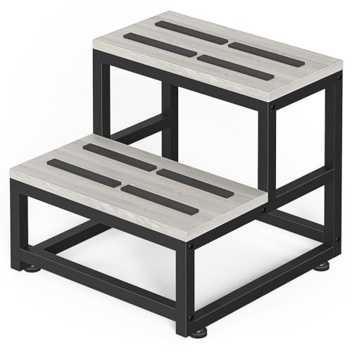 Heavy Duty 2-Step Stool, Non-Slip Wooden Step Stool for Adults and Kids