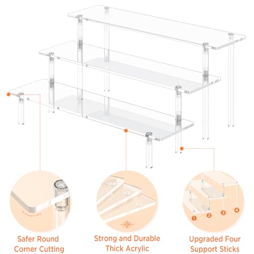 3-Tier Acrylic Display Riser Stand for Perfume, Figures, and Desserts