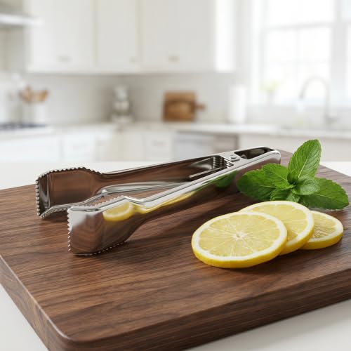 VOSAREA Stainless Steel Ice Tongs 7.07-Inch Spring-Loaded Serving Utensils with Teeth