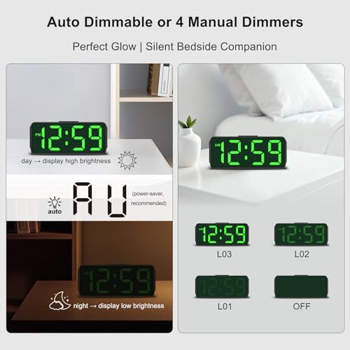 Small Slim Digital Alarm Clock - Battery Operated Portable Travel & Desk Clock