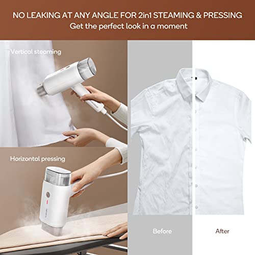 Newbealer Portable Clothes Steamer White-Gold 2 Steam Levels 120V Travel Friendly