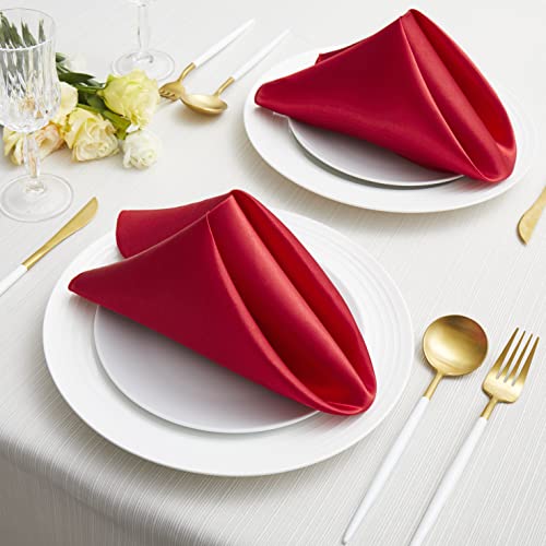 Red Satin Dinner Napkins 20x20 Inches - 100 Pack for Weddings and Parties
