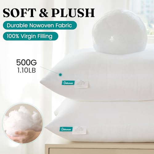 Oubonun 18x18 Throw Pillow Inserts - Soft Down Alternative Fillers, Pack of 2