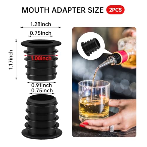 REUJIHXY 2Pcs Liquor Pourer Adapters 25mm/1inch for Large Bottles – Speed Pour Spouts for Alcohol, Wine, Olive Oil (Variation 2)