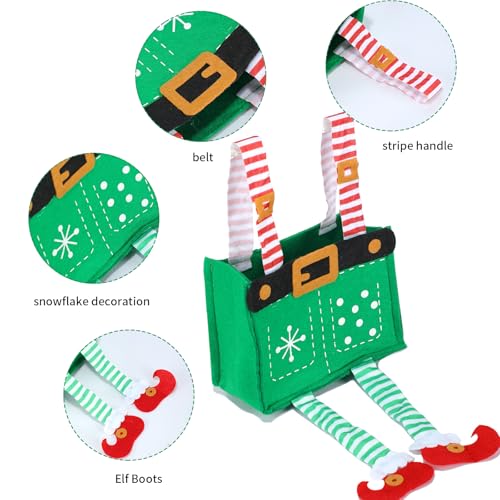MSQ 6-Pack Green Santa Pants Candy Gift Bags for Christmas & Holiday Gift Giving