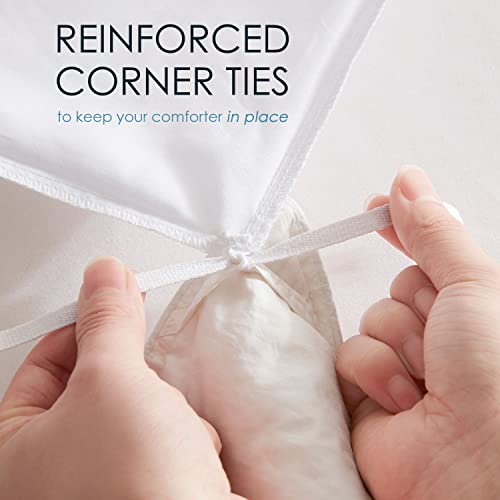 Soft Brushed Microfiber Duvet Cover Set - King Size White 3-Piece Bedding