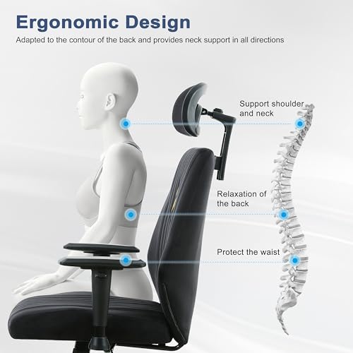 Ergonomic Office Chair with Adjustable Headrest, Lumbar Support & Suede Fabric