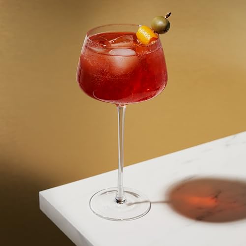 Viski Classic Angled Stemmed Cocktail Glasses Set of 2, 16 oz - Elegant Barware for Aperol & Spritz