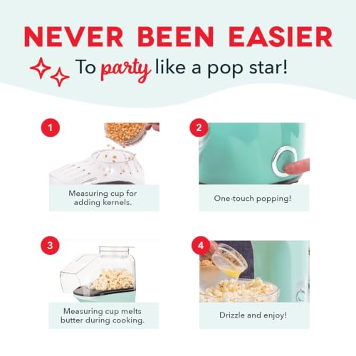 16-Cup Hot Air Popcorn Maker - Electric Oil-Free Popper with Butter Tray
