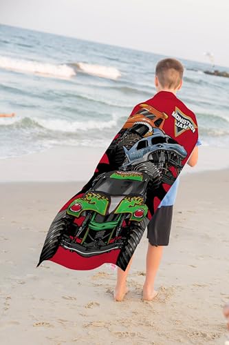 Monster Truck Kids Beach Towel - Soft 100% Cotton 28 x 58 Inch Pool Towel