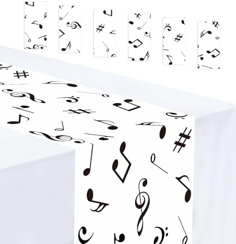 6 Pcs Music Notes Plastic Table Runner 14x108 inch for Party Wedding Birthday Baby Shower