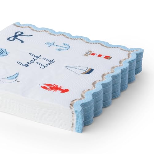 Bonjour Fête Nautical Cocktail Napkins 5-inch Pack of 20 for Summer Parties