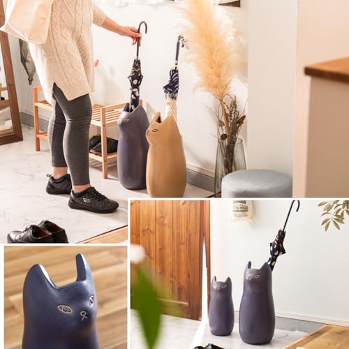 Ceramic Cat Umbrella Stand, Decorative Entryway Umbrella Holder, Black