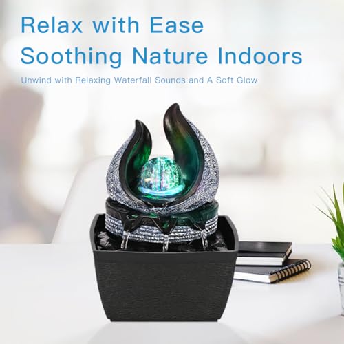 Tabletop Water Fountain with LED Rolling Ball - Zen Desktop Decor