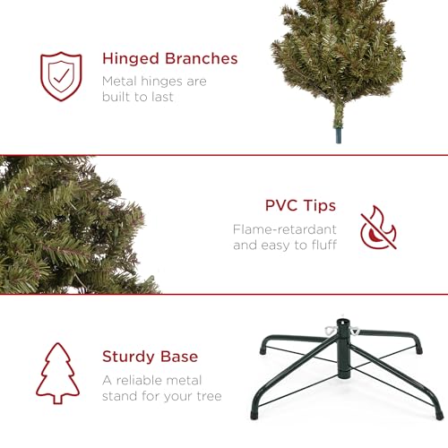7.5ft Unlit Artificial Christmas Tree - Realistic Spruce with Metal Base