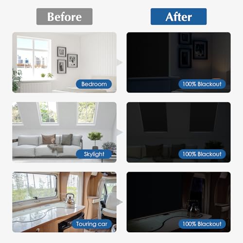 100% Blackout Window Cover - Portable No Drill Blinds 118"x57"