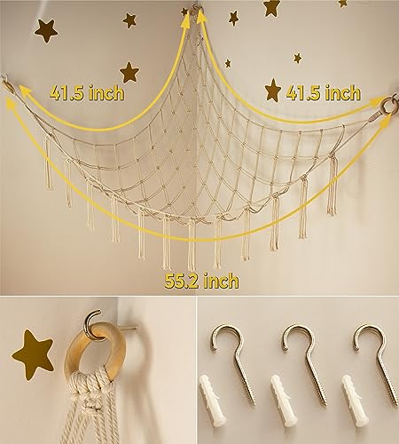 Mirolam Large Stuffed Animal Storage Hammock - Cotton Macrame Toy Net