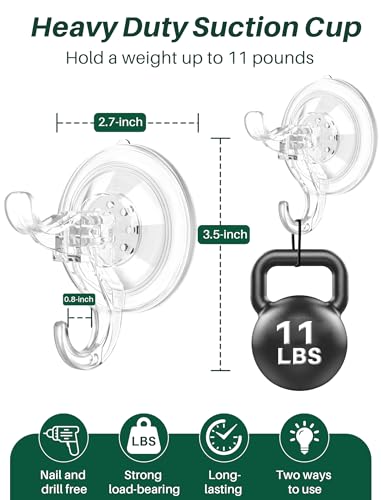 Clear Suction Cup Wreath Hangers for Front Door - 5 Pack Heavy Duty Hooks