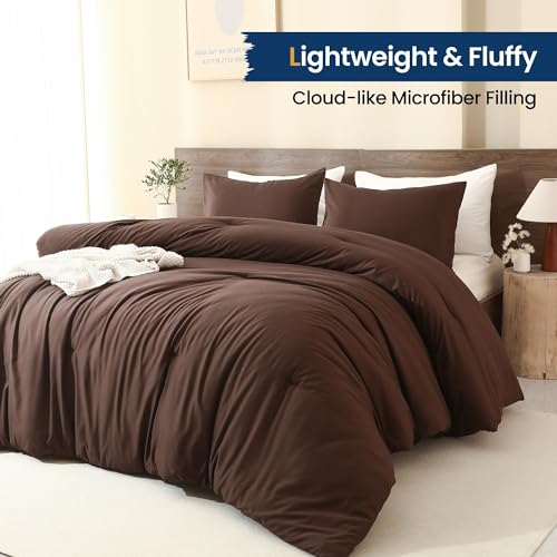 Earthy Brown Queen Comforter Set - 3-Piece Soft All-Season Bedding Set