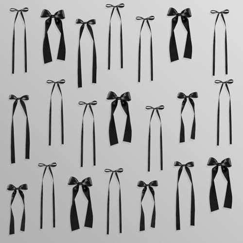 48-Piece Pre-Tied Black Ribbon Bow Decor Set for Wall & Party Backdrop
