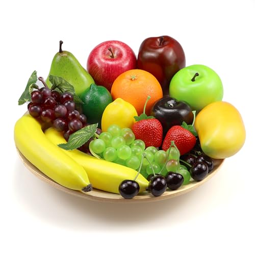 20 Pcs Artificial Fruit Set - Realistic Faux Fruits for Home Decor