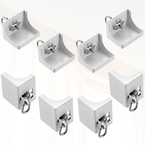 Iron Ceiling Curtain Track End Caps - 4-Pack White Drapery Stops
