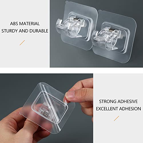 8 Pcs Adhesive Curtain Rod Holders - No Drill Wall Brackets for Rods
