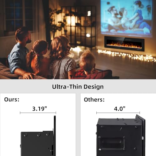 50-Inch Electric Fireplace Insert and Wall Mounted Heater with Remote
