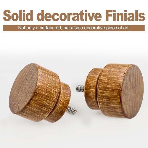 2-Pack Adjustable Wood Grain Curtain Rods, 72 to 144 Inch Heavy Duty Set