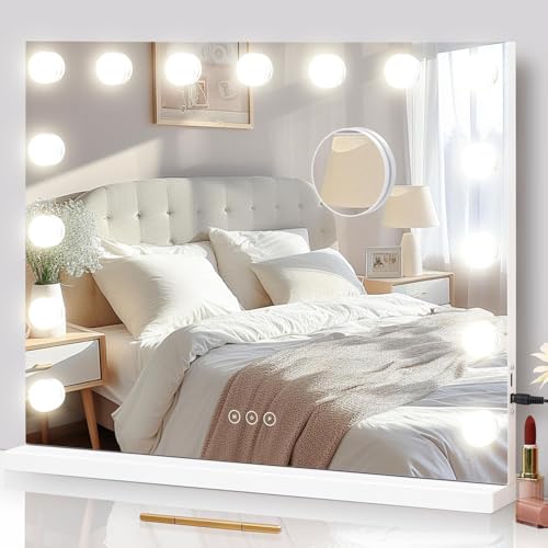 Vanity Mirror with Lights Lighted Makeup 15 Dimmable LED Bulbs,3