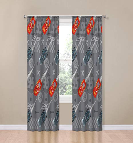 Race Car Pattern Window Curtains, 84-Inch Microfiber Drapes for Kids Room