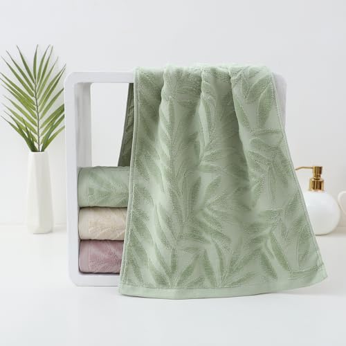 Decorative Leaf Pattern Hand Towels - 100% Cotton, Soft & Absorbent (Set of 2)